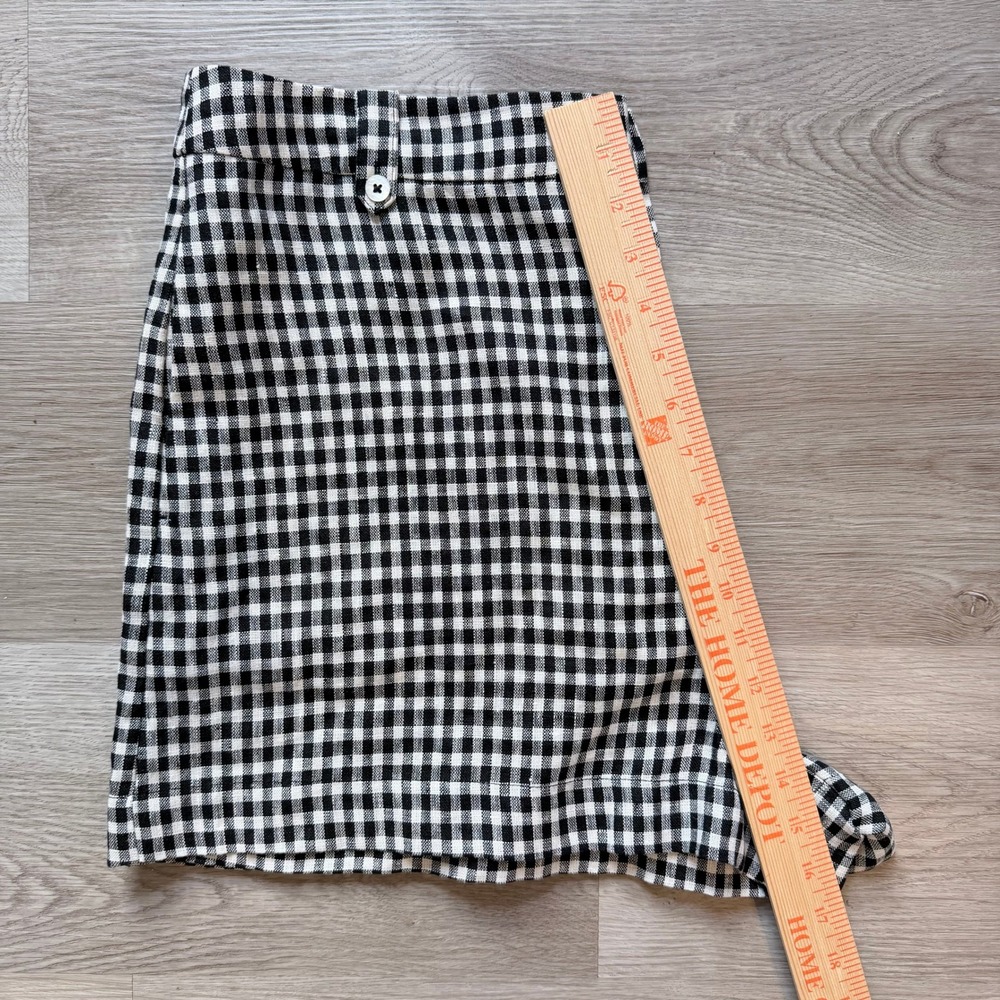 Reformation Gingham Linen Shorts Black White Button Fly Summer Beach Womens sz12 - Picture 8 of 8